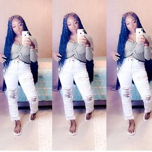 Stripe Crop top green & white stripe long sleeve